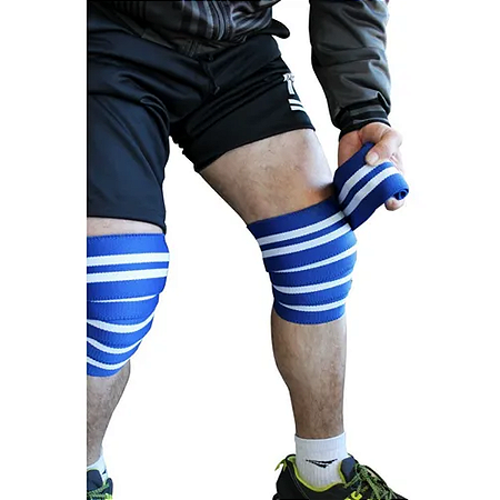 Faixa De Joelho Profissional Azul com Branco