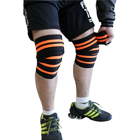 Faixa De Joelho Profissional Preto com Laranja