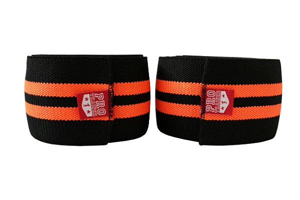 Faixa De Joelho Profissional Preto com Laranja