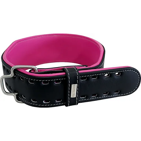 Cinturão Couro Legitimo Preto com Rosa