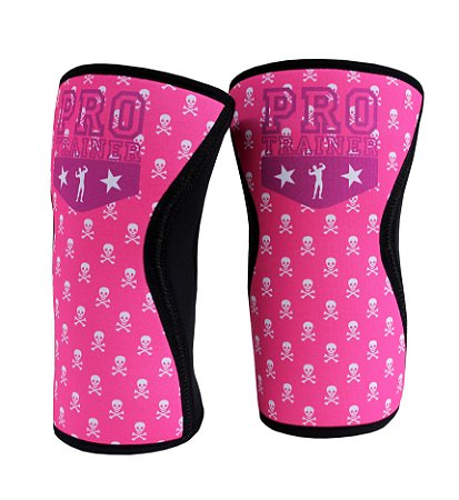Joelheira Crossfit 5mm Caveira Rosa