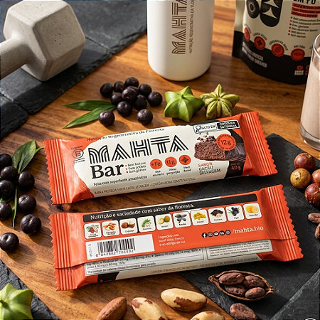 Mahta Bar - Barra Proteica com Cacau e Cobertura Vegana 40g | Mahta