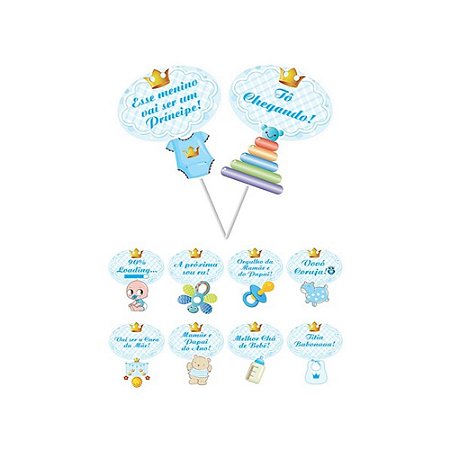 Placa Sortida Para Cha De Bebe Azul R F C 10un R 568 Mpfestaecia