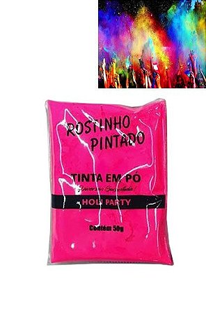 Tinta Em Po Holi Party Cor Rosa Pink Fluorescente Brilha Na Luz Negra 50gr Un R 7512 Mpfestaecia