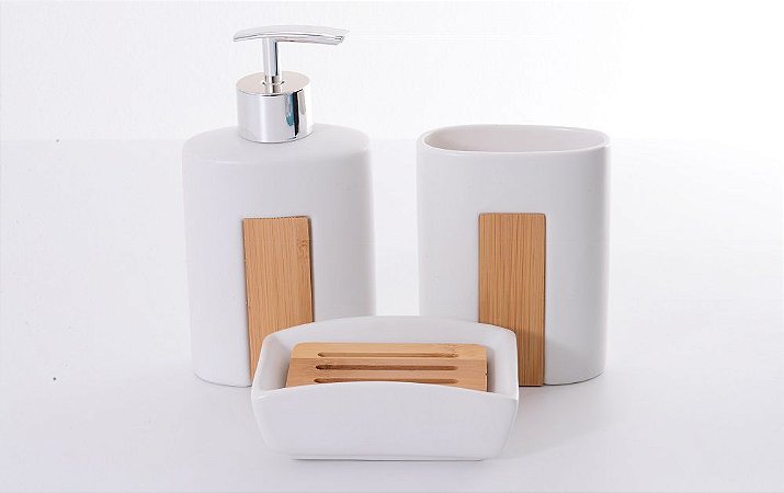 Kit Banheiro Toalete Lavabo Cerâmica Sabonete Escova Wincy