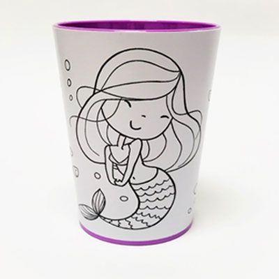 “Color Cup” copo lavável para colorir com giz de cera - Modelo Sereia