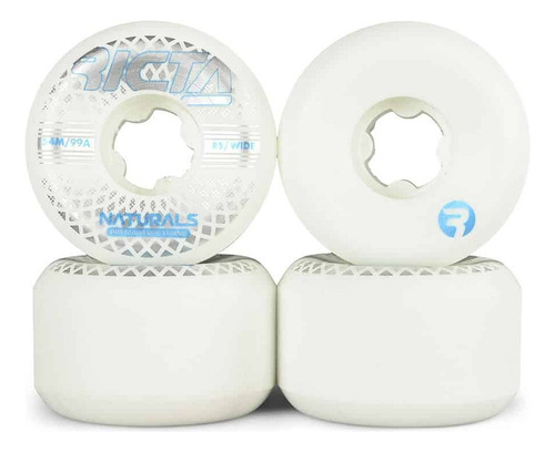 Kit 4 Roda Skate Original Ricta Wheel 99a Wide Naturals 54mm