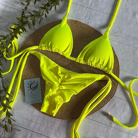 Cortininha e Empina Bumbum Amarelo Neon