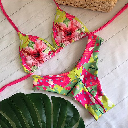 Cortininha e Asa Delta Pink Hibisco