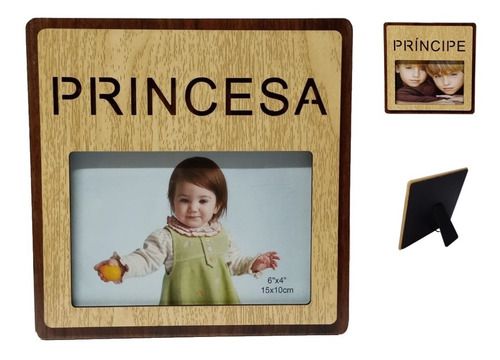 Porta Retrato Princesa Ou Príncipe Em Madeira 15 X 10