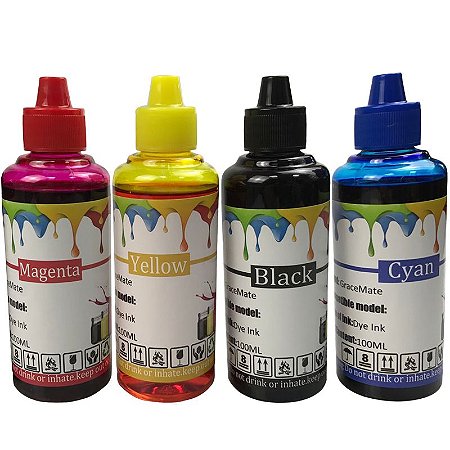 100ml de Tinta HP Corante para Impressoras Cartuchos Bulk Ink Recarga Universal P/ Todos Modelos PRETO / AZUL / MAGENTA / AMARELO / LIGHTS