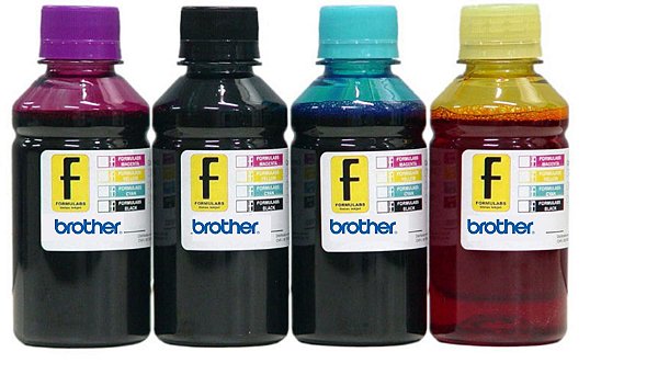 100ml de Tinta BROTHER Corante para Impressoras Cartuchos Bulk Ink Recarga Universal P/ Todos Modelos PRETO / AZUL / MAGENTA / AMARELO