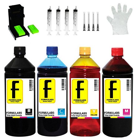 Kit Recarga Cartucho Hp 664 Impressora 3785 3776 3635 2135 Kit de recargas  completo : CONTEÚDO DO KIT - 100 ml cada cor tinta Corante HP - 100 ml  Clear - 4