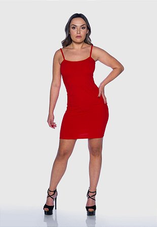 Vestido Feminino Canelado Alcinha Vermelho