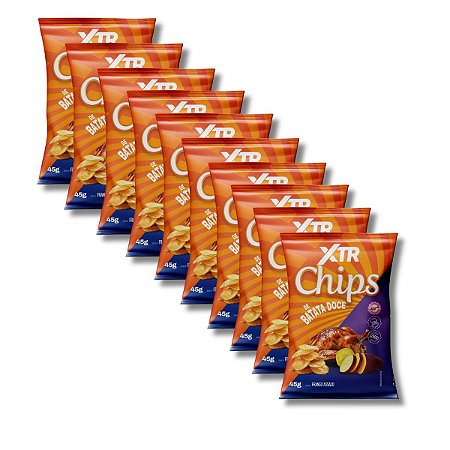 10 Xtr Chips Batata Doce Snack 45g Crocante Fritura A Seco