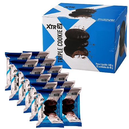 Triple Cookie 7g de Proteína - Caixa Fechada com 12 cookies 45g XTR: sabor e nutrição garantidos.
