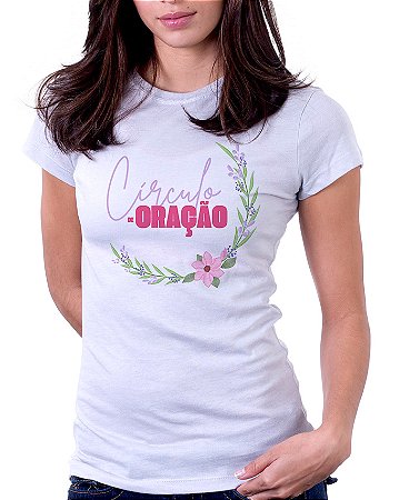 Camiseta Baby Look Básica Soft - Círculo de oração ( Meio Arco Floral)