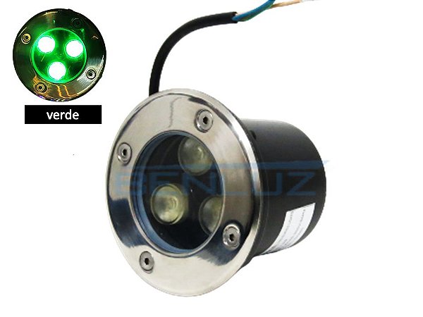Luminária de chão Balizador de embutir LED 3W verde a Prova d' água