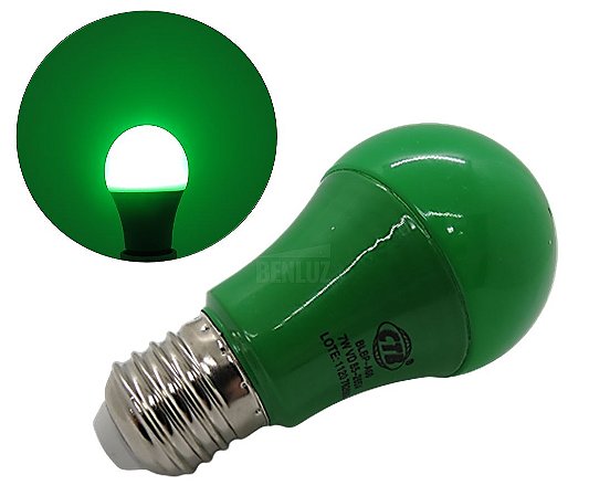 Lâmpada Bulbo LED Verde 7W Bivolt E27 - Lâmpada de LED: Tubular,  Residencial e Dicróica e + Benluz