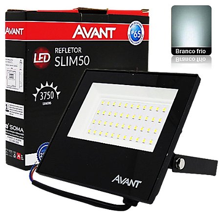 Refletor LED Avant Slim 50W Branco Frio 6500K IP65 Bivolt