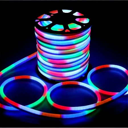 Mangueira LED Neon Flexível 12V RGB Rolo 100 Metro a Prova d'água