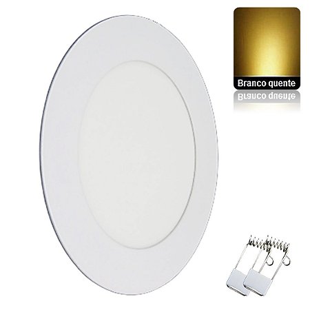 Luminária Plafon 6W LED 12cm Redondo Embutir Branco Quente