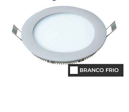 Luminária Plafon 12W LED 17cm Redondo Embutir Branco Frio