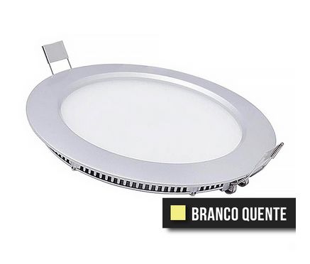 Luminária Plafon 12W LED 17cm Redondo Embutir Branco Quente