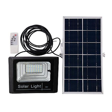 Refletor Holofote LED 60W Placa Solar Branco Frio a Prova D'água IP65