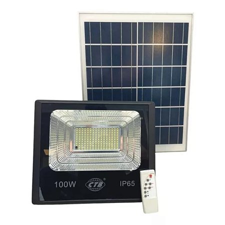 Refletor Holofote LED 100W Placa Solar Branco Frio a Prova D'água IP66
