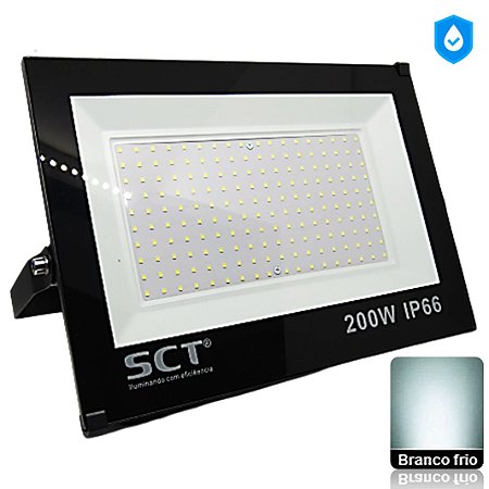 Refletor Holofote LED 200W Branco Frio a Prova D'água IP66 - 2 anos de garantia