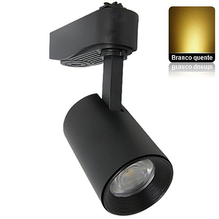 Spot LED 7W Branco Quente Para Trilho Eletrificado Preto