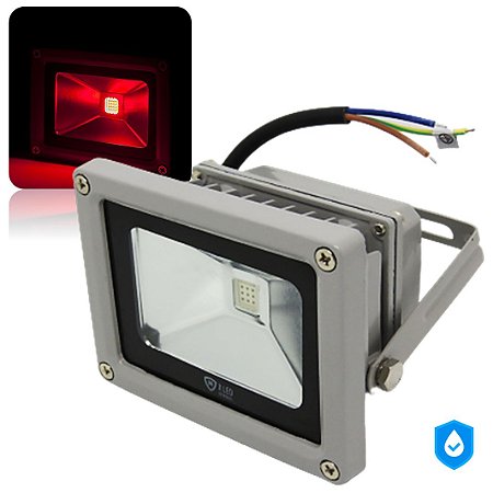Refletor Holofote LED 10W COB Vermelho a Prova D'água IP65