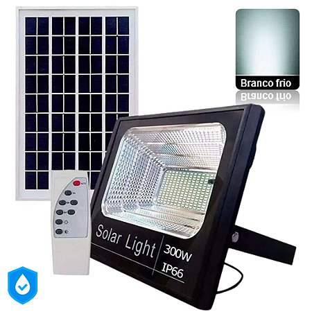 Refletor Holofote LED 300W Placa Solar Branco Frio a Prova D'água IP66