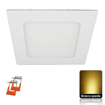 Luminária Plafon 6W LED 12x12 Quadrado Embutir Branco Quente