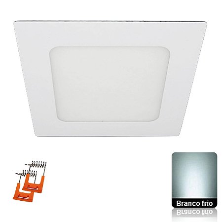 Luminária Plafon 6W LED 12x12 Quadrado Embutir Branco Frio