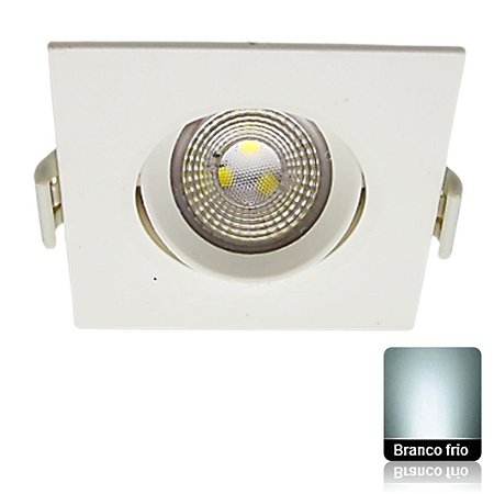 Spot LED SMD 3W Quadrado Direcionável Branco Frio