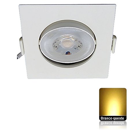 Spot LED SMD 5W Quadrado Direcionável Branco Quente