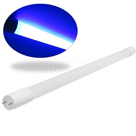 Lâmpada Tubular LED Azul 9W Fosco T8 60cm 1 Lado