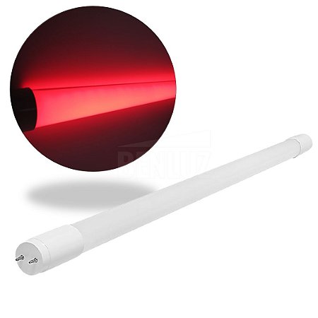 Lâmpada Tubular LED 18W T8 Vermelha 1,20CM Bivolt 1 Lado