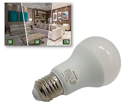 Lâmpada Bulbo LED 3W 6W e 12W Auto Dimerizável Branco Frio