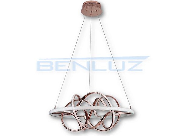 Pendente 67cm Dourado Acrilico Aluminio LED 74W 3000k Bivolt