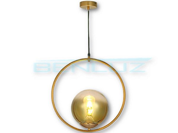 Pendente 50×120cm Dourado Metal+vidro Dourado E27