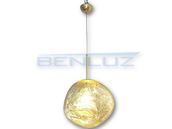 Pendente 28×120cm Dourado Metal+vidro Dourado E27
