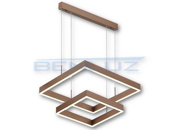 Pendente Quadrado 40×60cm Acrilico Dourado LED 80W Bivolt