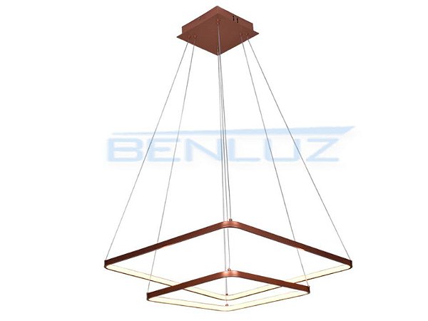 Pendente 40×60cm Metal e Silicone LED Cobre 50W 3000k Bivolt