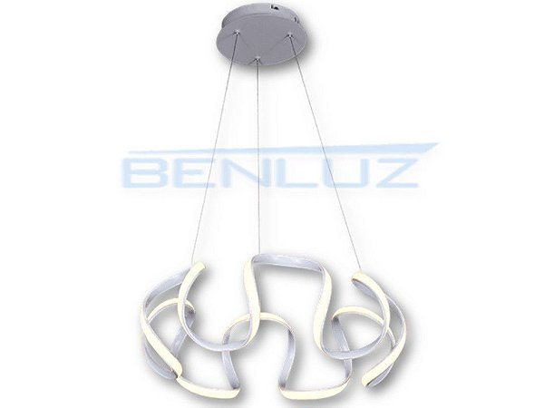 Pendente 55×55×25cm Metal e Silicone Branco LED 55W 3000k Bivolt