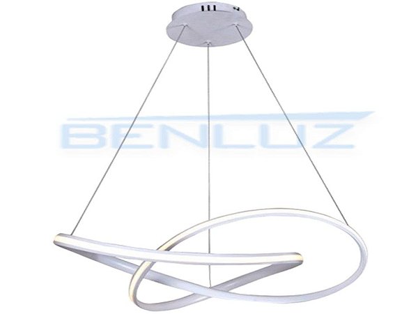 Pendente 70×18cm Metal e Silicone Led Branco 44w 3000k Bivolt