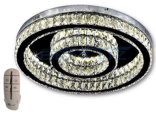 Plafon 60cm Cristal Led 36w 3000k 4000k 6000k 3600lm Controle Bivolt