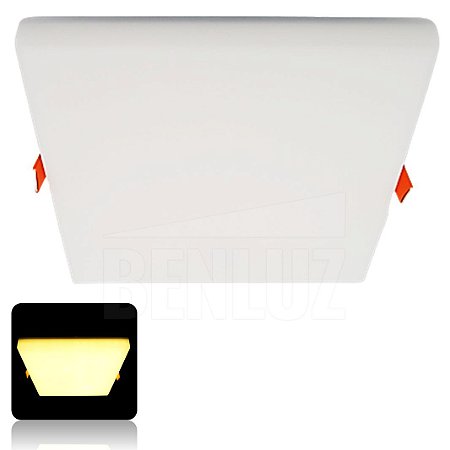 Luminária Plafon 25W LED 16X16cm Quadrado Embutir/Sobrepor Branco Quente